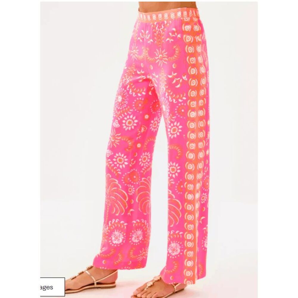 NWT Lilly Pulitzer 32" Vianna Silk Palazzo Pant- Size 10 - Picture 2 of 4
